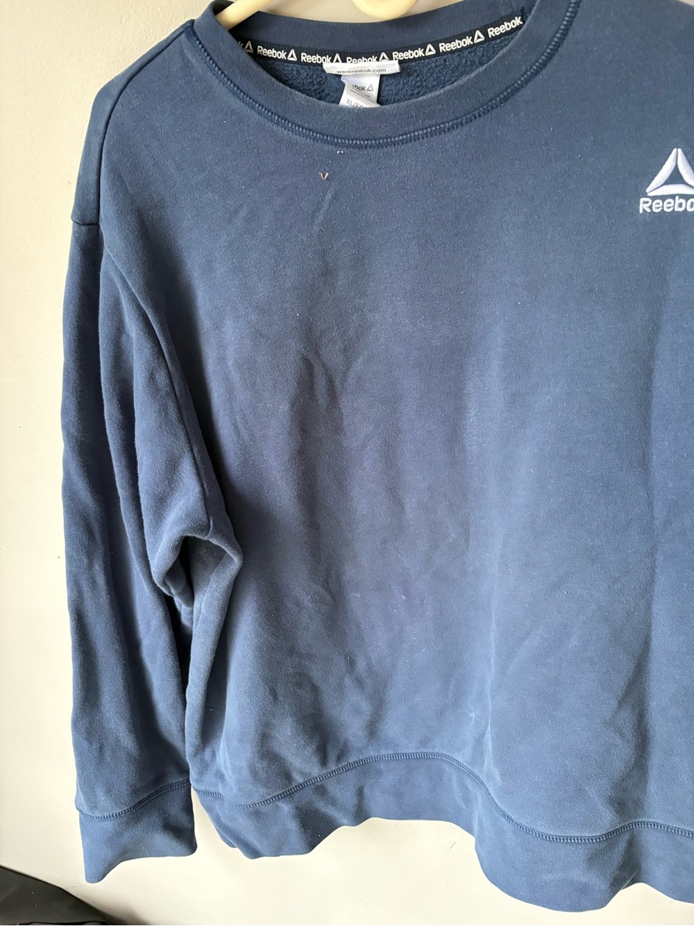 Reebok Men's Blue Crewneck Sweatshirt with Logo